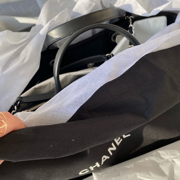 FULL SET - CHANEL Deauville Large Shopping Bag (Black Canvas w/ Silver Hardware) - Picture 11 of 17